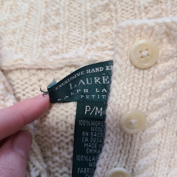 Lauren Ralph Lauren wool hand knit cream sweater - Picture 9 of 10